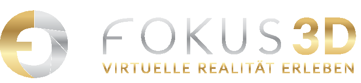 Logo der Firma Fokus 3D in Gold und Silber